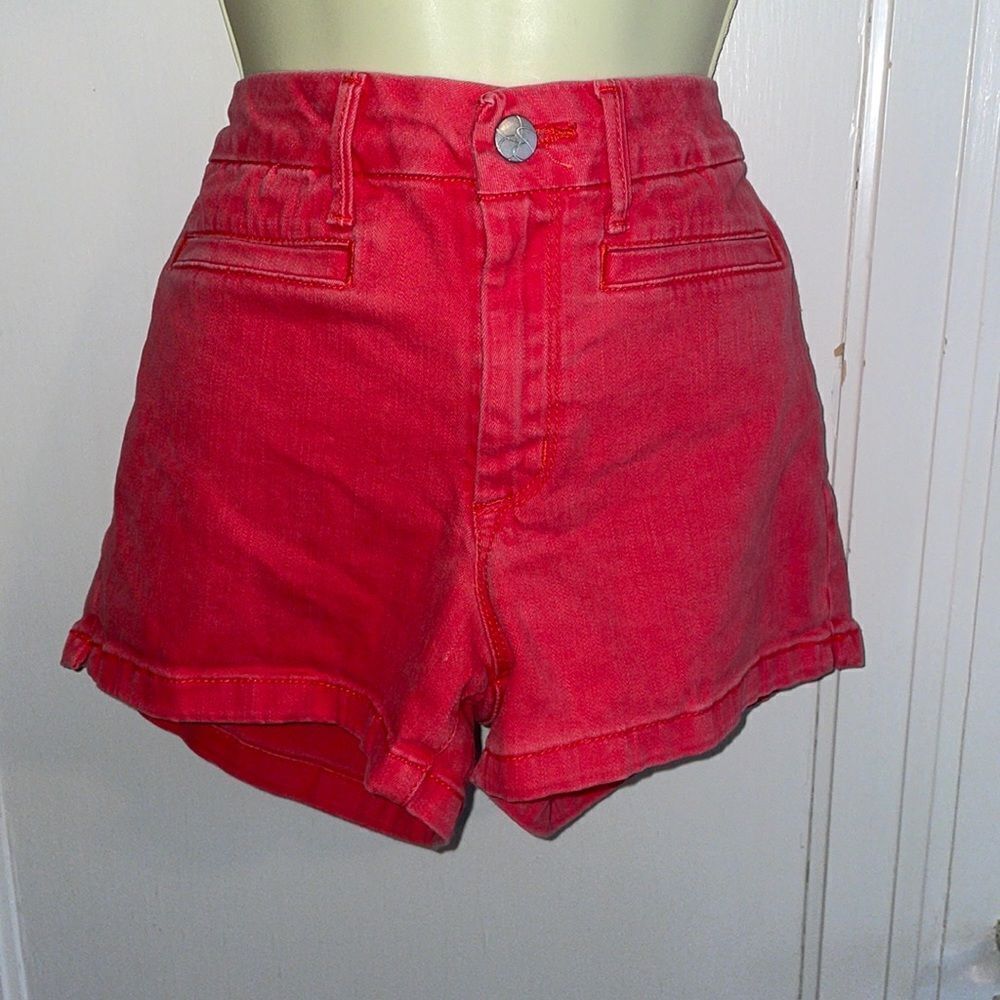 Jessica Simpson red uptown high-rise shorts